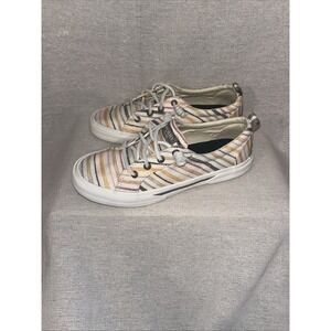 SPERRY Wm's Top Sider Sneakers Multicolor Striped Sz 6.5 No Tie Curley Laces